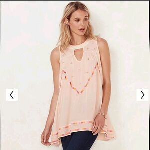 Lauren Conrad Blush Pink Beaded Sleeveless Tunic Blouse